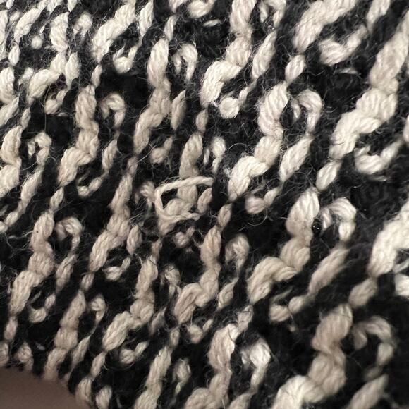 Talbots Open Front Chunky Cardigan Women's M Petite Black White Cotton Wool Blnd - Picture 6 of 9